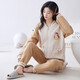 
Qianzhiya (QIANZHIYA) pajamas for girls in autumn and winter thickened pure cotton mezzanine long-sleeved home clothes plus cotton air cotton warmth thin cotton set MFT-15275# Women's M/160