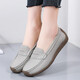 Mom's shoes spring and autumn super soft sole comfortable single shoes middle-aged and elderly women's shoes non-slip granny shoes ladies genuine leather beanie shoes light gray 38