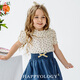 happyology英国女童夏季木耳边泡泡袖高级感衬衫女宝宝纯棉上衣 小野花 104 (104cm)