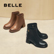 Belle (Belle) colored fashion boots for women's shopping mall same genuine leather thick heel heightened boots B8F1DDD4 black - single 37 (235mm)