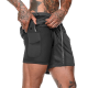 Daidai (DAIAI) men's double-layer swimming trunks, beach trunks, running fitness shorts, sports casual pants, quick-drying, anti-exposure, embarrassing swimsuit for men, plus fat, loose, hot spring black XXL (height 170-185, weight 150-175Jin [Jin is equal to 0.5 kg], )