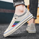 Yiqi canvas men's shoes 2025 new summer breathable thin fashion casual board shoes one foot lazy old Beijing cloth shoes 8J21 meters blue 41