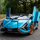 
Star Lulamborghini children's electric car four-wheeled car two-seater toy car can be seated for adults with remote control baby stroller. Painted blue four-wheel drive + MP4 LCD screen + 24V15AH leather seat + adult seat + soft wheel + remote control + swing