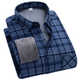 Woodpecker long-sleeved plaid shirt men's autumn and winter plus velvet thickened warm men's shirt casual large size dad's clothes men's clothing 9906 5XL