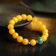Longyin Beeswax Amber Bracelet for Women and Men with Buddhist Beads and Jasper Cat's Eye Single Circle Birthday Gift YJ 9mm