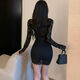Yi Jingxuan (Yijingxuan) Vestido de encaje hueco de cuello en V de celebridades para mujeres en otoño e invierno pura falda madre de cadera sexy y sexy que muestra su figura dentro del club nocturno Imagen L 105-115Jin [Jin iguala 0.5 kg]