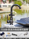 Jenvia Outdoor Courtyard Faucet Anti-Freeze Einkaltes Waschbecken Marmor Stein Basin Villa Outdoor Anti-Freez-Riss Kupferarmatur [Schwarz 9708 Einzelkaltmodell mit Wasserteiler]