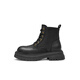 Tianmeiyi Frauenstiefel dicker alleinerer britischer Retro Sechs-Loch-Kurzstiefel für Frauen Martin-Stiefel modische Frauenschuhe KDX06DD4 Black (Samt) 37