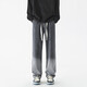 Foss Phil Jeans Summer Hole Loose Work American pantalones Trendy Brand High Street Retro de pierna ancha Men SS-5009 Black Grey XL (recomendado 130-150jin [Jin equivale a 0.5 kg])