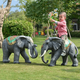 Elephant floor-standing ornaments outdoor simulation sculpture garden landscape fiberglass animal mall grass elephant nose up 90*43*63cm