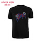 Mr. Aimu [clear goods removed] Limited-time creative T-shirt round neck short-sleeved Kirin men's new product NS81D673 Black L (170)