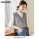 PinCai knitted vest for women, v-neck sweater vest, sleeveless waistcoat sweater loose top P137Z5837