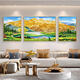Volver a la sala de estar Jinshan Pintura colgante Pintura de paisaje Sofá Fondo de la pared Decoración de la pared Feng Shui West Wall Triptainting 12596 [Marco de aleación de aluminio dorado] Medio 70*50 En ambos lados 35*50 [Lona de aceite de textura