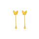 Yadige plated 18K gold light luxury gold colorful butterfly ear wire women's 2024 long tassel earrings new 999 pure gold ear butterfly
