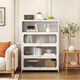 Yushili Haushaltstahl Bücherregal Regal bodensteht Wohnzimmer Schmoren Türstaubdichte mehrschichtiger Aufbewahrungsschrank Regal Kinder Bücherregal Quadrattür Elegant Weiß 5 Tür-1695*1000*350