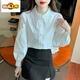 
First-diameter embroidered cotton shirt for women 2025 autumn new fashion embroidered white shirt loose versatile long-sleeved top CY9227 White M [Suggested 96-110Jin [Jin equals 0.5 kg]]