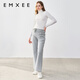 EMXEE maternity wide-leg pants, casual outerwear sweatpants during pregnancy, spring and autumn maternity pants, belly support pants for small people, light gray, tall people, suitable for 10-20 L