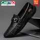 CARTELO crocodile (CARTELO) men's 2025 new leather spring and autumn men's shoes breathable hollow soft sole one foot drive casual leather shoes trend black hollow 9905 42 [Standard size of leather shoes]