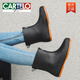 卡帝乐鳄鱼（CARTELO）雨鞋女款中筒雨靴加绒水鞋新款防水防滑胶鞋厨房洗车工作短筒水靴 米白(不加绒) 38