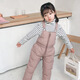Warm winter duck new children's down cotton pants autumn and winter thickened boys and girls children's clothing winter clothing baby Korean overalls cotton pants bean green 100 cm