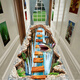 3D vertigo carpet can be cut, 3D thrilling corridor aisle carpet, long stairway, fully covered custom door mat, wooden bridge 40*60 cm rectangular