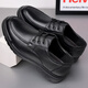 
Portulese leather shoes for men versatile lace-up business formal casual shoes lightweight round toe daddy shoes 6627 black 44