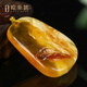 OUCERNY beeswax pendant collection auspicious cloud carvings natural amber white flower honey necklace Baltic Russian material orphan natural orphan one thing one certificate one shot 47.1*37.4*12.4mm main stone about 13.5g