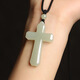 Luxury boutique Xinjiang natural Hotan jade cross blue and white jade pendant for men and women faith pendant pendant necklace Hotan jade cross