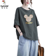 
Woodpecker summer new short-sleeved T-shirt for women Korean style printed loose versatile and fashionable slim ins fashion women's top red 15863