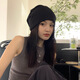 Feilan Nulun pile of hats men's winter cold hat women's turban men's trendy pullover hat ins Korean version versatile knitted hat thin headband nightcap confinement hat dark gray thin