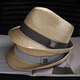 
Tochino high-end Rafi hat men's adult summer sun hat beach hat women's sun protection short edge vacation jazz hat grey stripe belt regular code M55-57.5CM