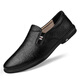 Kechimon Light Luxury Brand de pomme de compagnie pour hommes pour l'orteil masculin Lady Cowhide Light Light Confortable Breatch Lazy Shoes Business and Casual 11973 Noir Edition régulière 37