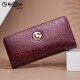 Goldlion handbag women's long wallet fashion glossy leather wallet multi-functional women's zipper cowhide clutch mother bag [purple] exquisite gift box