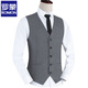 
ROMON men's suit vest men's work vest solid color best man suit brothers wear groom wedding dress horse clip black [single vest] XL 180