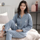 Modal 2024 Nuevo pijama de celebridades de Internet para mujeres en primavera y otoño, con almohadillas en el pecho, mangas largas, juego de ropa para el hogar de invierno de gran tamaño sencillo WRQS-12809 rosa (versión sin almohadillas) XL (recomendado 162-170 cm, adecuado para el peso 12