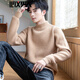 Der neue Herbst- und Winter-Halb-Turt-Turtleneck-Pullover für Männer im koreanischen Stil, verdickter Basishemd, vielseitige warme Strickfaden-Faden-Mantel-Trend 9905 Khaki L (110-125jin [Jin gleich 0,5 kg])
