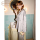 Gukoo Couple Pajamas Spring and Autumn Style miiiiichan Series Cartoon Full Print Lapel Long Sleeve Women's Homewear Suit Men's Mist Gray Women's Suit M