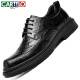 Zapatos de cuero para hombres de cartelo brock zapatos de masa de vaca shoes espesas con planta plesa zapatos formales zapatos de cuero 9859 negro aumentado 38