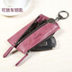 Feiman key bag men's head layer cowhide zipper key bag waist trailer key bag coin wallet genuine leather multi-function button women's Hibiscus purple