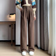 
Fashimu 2024 Autumn and Winter velvet thickened woolen wide-leg pants for 2024 small straight floor high-waisted casual pants for women 6636 gray velvet small one S Suggestion 91-102Jin [Jin equals 0.5 kg]