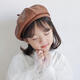 UKCF children's beret four seasons Korean style children's hat girls beret baby ins fashion octagonal painter hat burgundy 49-52CM (reference 3-7 years old)