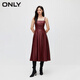 ONLY秋冬时尚休闲百搭纯色吊带百褶连衣裙女|12347Y001 HAZ檀木红ROSEWOOD_LEATHER23 XS 155/76A