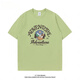 BEBW American fashion brand summer printed short-sleeved T-shirt men's 2024 new loose retro versatile base shirt casual top dark gray T-shirt-3884 S [75-95Jin[Jin equals 0.5 kg]]