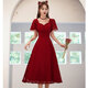 
Lankaroni Lankaroni toast suit bride can wear wedding engagement dress return small evening dress lace burgundy medium length S