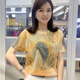 皮尔卡丹2025夏时尚洋气烫钻短袖T恤女款打底衫印花显瘦女宽松百搭妈m妈装 681#黄色 XL 100-115斤
