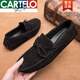 卡帝乐鳄鱼（CARTELO）2025新品春季流苏豆豆鞋男真皮磨砂皮鞋翻毛皮懒人鞋休闲开车鞋男 棕色9893 38
