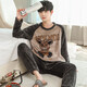 Pyjama masculin pour hommes en automne et flanelle d'hiver épais chauds d'âge moyen et jeunes étudiants dessin animé coues rond vêtements de maison d'hiver wyex3881 Men de la taille (recommandée 90-115 Jin [Jin est égal à 0,5 kg]) toute taille