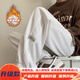 Pantalones muqibo (muqibo) para hombres en invierno más terciopelo engrosado versátil americano retro adolescente sorteo de gran tamaño pantalones casuales deportivos para hombres sueltos k1049j más terciopelo-negro m