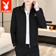 Playboy (PLAYBOY) Men's new stand-up collar jacket zipper shirt top spring and autumn casual fashion Korean style young handsome boy jacket 2687 black XL