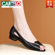 CARTELO brand broken-size fish mouth sandals for women flat heel soft face soft sole genuine leather open-toe summer women's shoes 2025 new versatile off-white 37 [Suggested to take a size smaller for thin feet]